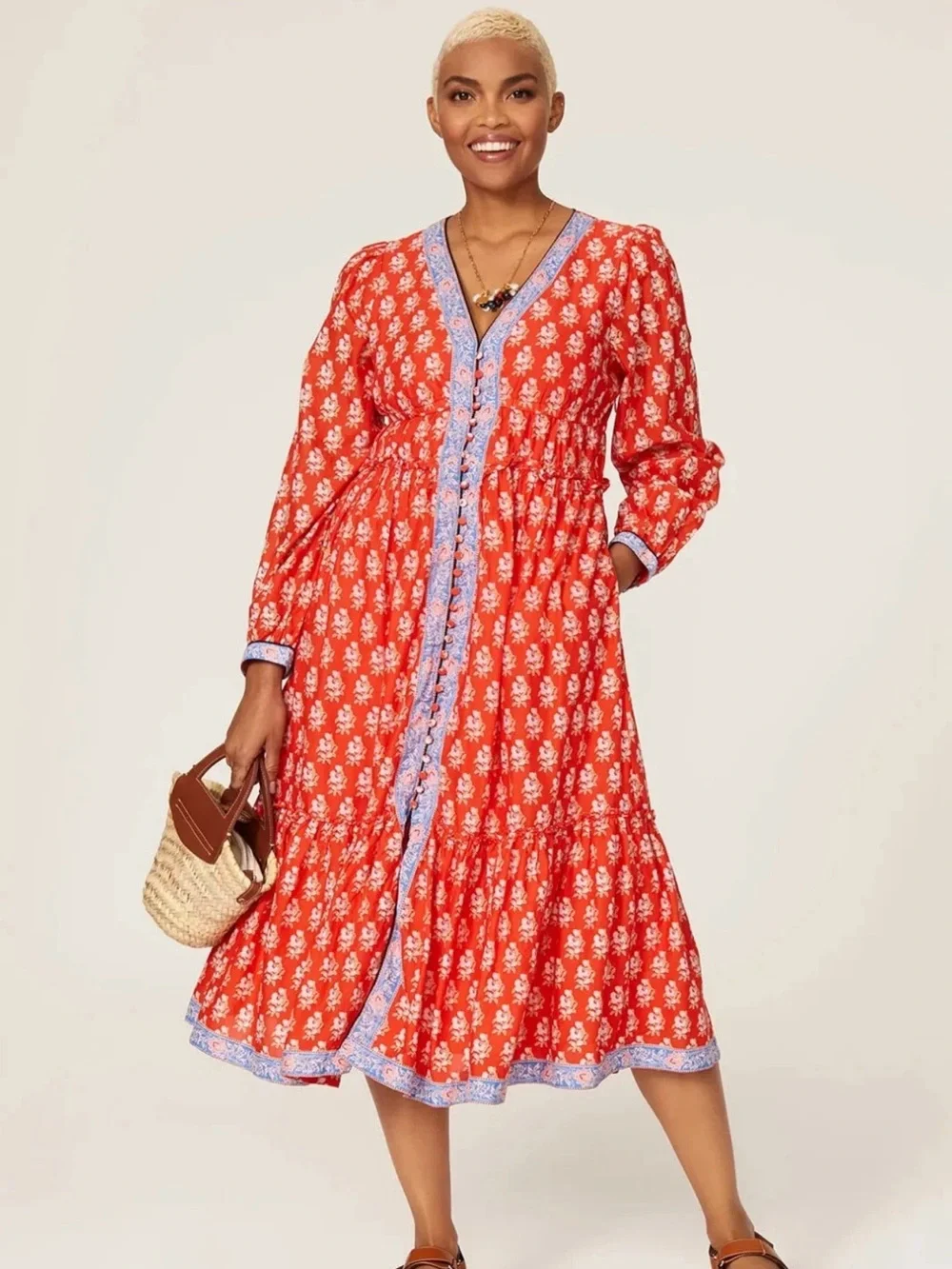 J.Crew Button-up Tiered Midi in Cerise Cove Red 100% Cotton Dress Size 0 $148